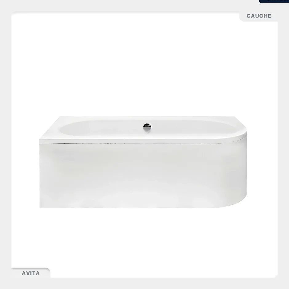Besco Baignoire asymétrique - 150 x 75 cm - Gauche - avec Habillage - Pieds - Vidage Chrome - AVITA* Baignoire Asymétrique