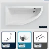 Besco Baignoire asymétrique - 140 x 70 cm - Gauche - avec Habillage - Pieds - Vidage Chrome - PRAKTIKA