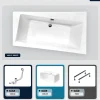 Besco Baignoire asymétrique - 170 x 110 cm - Droite - avec Tablier Blanc - Pieds - Vidage Chrome - INFINITY* Baignoire Asymétrique