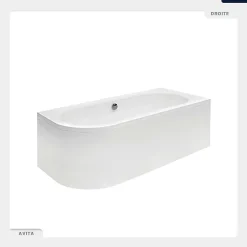 Besco Baignoire asymétrique - 180 x 80 cm - Droite - avec Tablier Blanc - Pieds - Vidage Chrome - AVITA