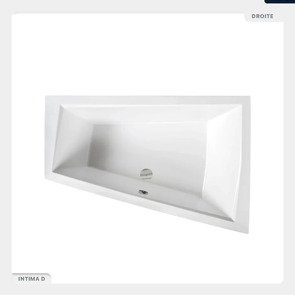 Besco Baignoire asymétrique - 170 x 125 cm - Droite - avec Habillage - Pieds - Vidage Chrome - INTIMA DUO* Baignoire Asymétrique