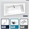 Besco Baignoire asymétrique - 160 x 100 cm - Gauche - avec Habillage - Pieds - Vidage Chrome - INFINITY