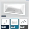 Besco Baignoire asymétrique - 160 x 90 cm - Droite - avec Tablier - Pieds - Vidage Chrome - INTIMA* Baignoire Asymétrique