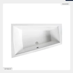 Besco Baignoire asymétrique - 170 x 125 cm - Gauche - avec Habillage - Pieds - 2 Repose-têtes - Vidage Chrome - INTIMA DUO* Baignoire Asymétrique