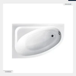 Besco Baignoire asymétrique - 150 x 100 cm - Gauche - sans Habillage - avec Pieds - Vidage Chrome - CORNEA