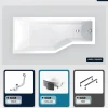 Besco Baignoire asymétrique - 170 x 75 cm - Gauche - avec Habillage - Pieds - Vidage Chrome - INTEGRA* Baignoire Asymétrique