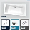 Besco Baignoire asymétrique - 160 x 100 cm - Droite - avec Habillage - Pieds - Vidage Chrome - INFINITY