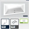Besco Baignoire asymétrique - 160 x 90 cm - Gauche - sans Habillage - avec Pieds - Repose-tête - Vidage Chrome - INTIMA