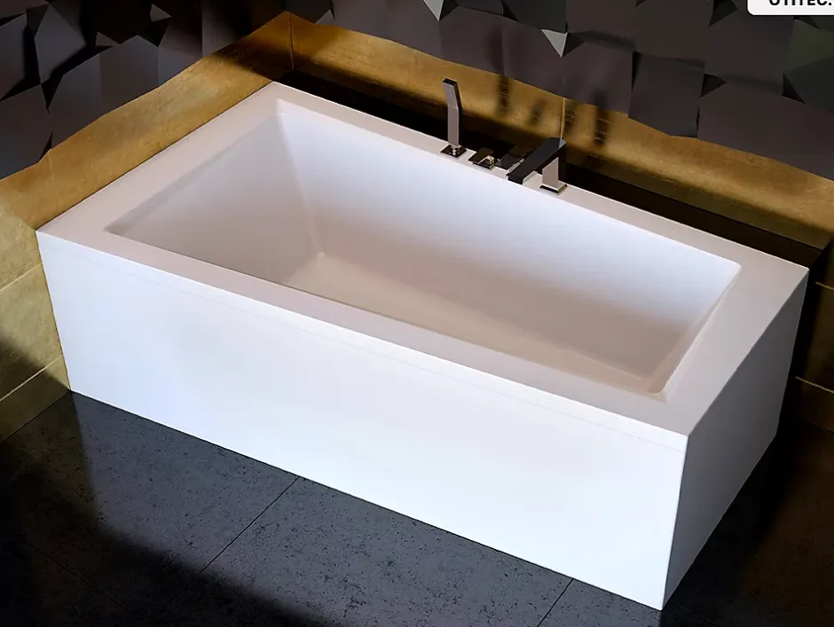 Besco Baignoire asymétrique - 160 x 90 cm - Gauche - sans Habillage - avec Pieds - Repose-tête - Vidage Chrome - INTIMA
