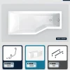 Besco Baignoire asymétrique - 150 x 75 cm - Gauche - avec Tablier - Pieds - Vidage Chrome - INTEGRA