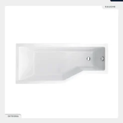 Besco Baignoire asymétrique - 150 x 75 cm - Gauche - avec Tablier - Pieds - Vidage Chrome - INTEGRA
