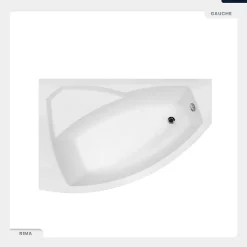 Besco Baignoire asymétrique - 130 x 85 cm - Gauche - avec Habillage - Pieds - Vidage Chrome - RIMA* Baignoire Asymétrique