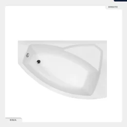 Besco Baignoire asymétrique - 140 x 90 cm - Droite - sans Habillage - avec Pieds - Repose-tête - Vidage Chrome - RIMA
