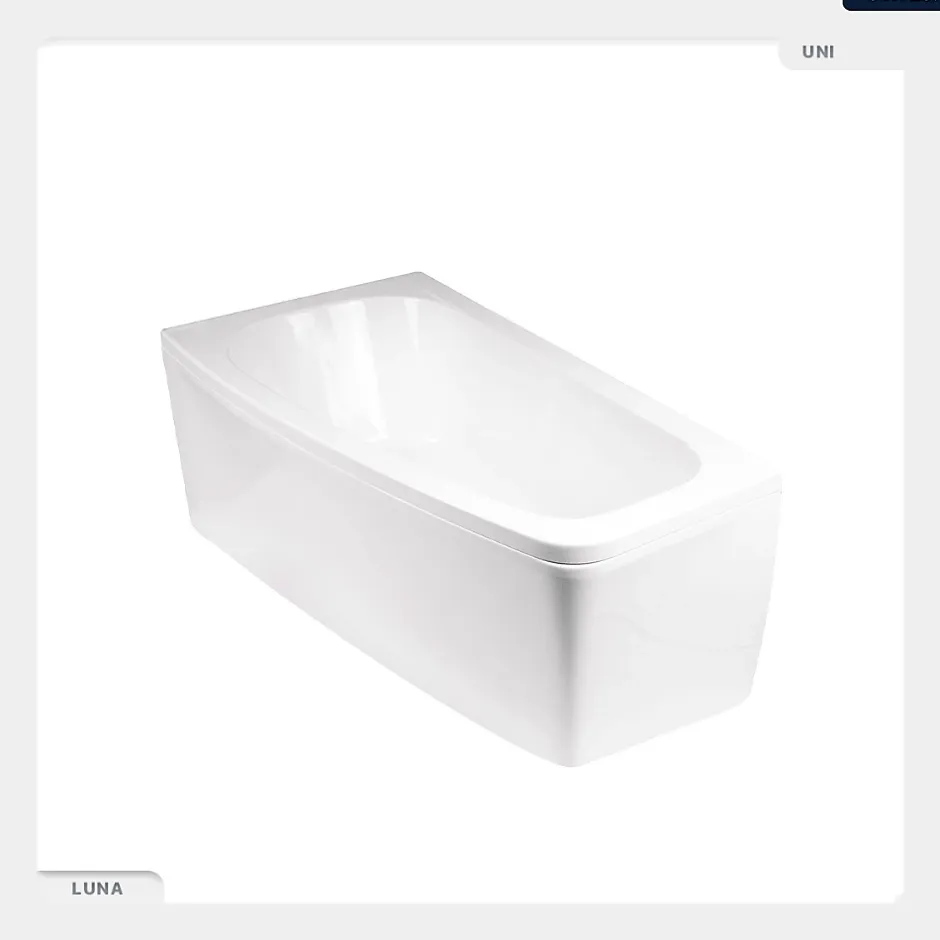 Besco Baignoire asymétrique - 150 x 80 cm - Gauche - sans Habillage - avec Pieds - Vidage Chrome - LUNA