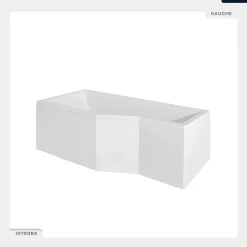 Besco Baignoire asymétrique - 150 x 75 cm - Gauche - sans Habillage - avec Pieds - Vidage Chrome - INTEGRA* Baignoire Asymétrique