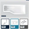 Besco Baignoire asymétrique - 170 x 75 cm - Droite - avec Tablier - Pieds - Vidage Chrome - INTEGRA