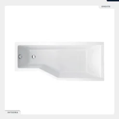 Besco Baignoire asymétrique - 170 x 75 cm - Droite - avec Tablier - Pieds - Vidage Chrome - INTEGRA