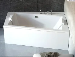 Besco Baignoire asymétrique - 170 x 110 cm - Droite - avec Habillage - Pieds - Vidage Chrome - INFINITY* Baignoire Asymétrique