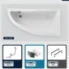 Besco Baignoire asymétrique - 140 x 70 cm - Droite - avec Habillage - Pieds - Vidage Chrome - PRAKTIKA