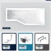 Besco Baignoire asymétrique - 150 x 75 cm - Droite - avec Habillage - Pieds - Vidage Chrome - INTEGRA* Baignoire Asymétrique