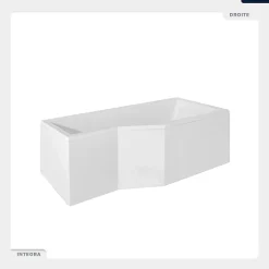 Besco Baignoire asymétrique - 150 x 75 cm - Droite - avec Habillage - Pieds - Vidage Chrome - INTEGRA* Baignoire Asymétrique