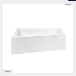 Besco Baignoire asymétrique - 150 x 85 cm - Gauche - sans Habillage - avec Pieds - Vidage Chrome - INTIMA* Baignoire Asymétrique