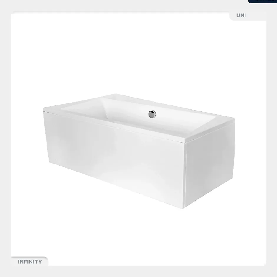 Besco Baignoire asymétrique - 150 x 90 cm - Gauche - sans Habillage - avec Pieds - Vidage Chrome - INFINITY