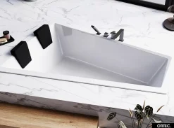 Besco Baignoire Asymétrique à Encastrer - 180 x 125 cm - GAUCHE - INTIMA DUO SLIM - 2 REPOSE-TÊTES OFFERTS