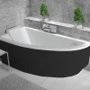 Besco Baignoire asymétrique + tablier noir + repose tête - PRAKTIKA - 150 x 70 cm - Gauche* Baignoire Asymétrique