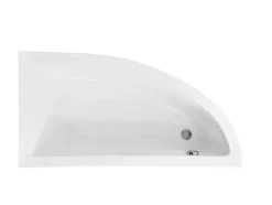 Besco Baignoire asymétrique + tablier noir + repose tête - PRAKTIKA - 150 x 70 cm - Gauche* Baignoire Asymétrique