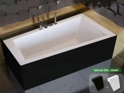 Besco Baignoire asymétrique + tablier noir + repose tête - INTIMA - 150 x 85 cm - Droite* Baignoire Asymétrique