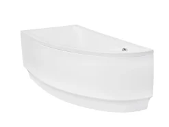 Besco Baignoire asymétrique + tablier blanc + repose tête - PRAKTIKA - 140 x 70 cm - Droite* Baignoire Asymétrique