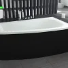 Besco Baignoire asymétrique + tablier noir + repose tête - LUNA - 150 x 80 cm - Droite* Baignoire Asymétrique