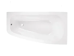 Besco Baignoire asymétrique + tablier noir + repose tête - LUNA - 150 x 80 cm - Droite* Baignoire Asymétrique