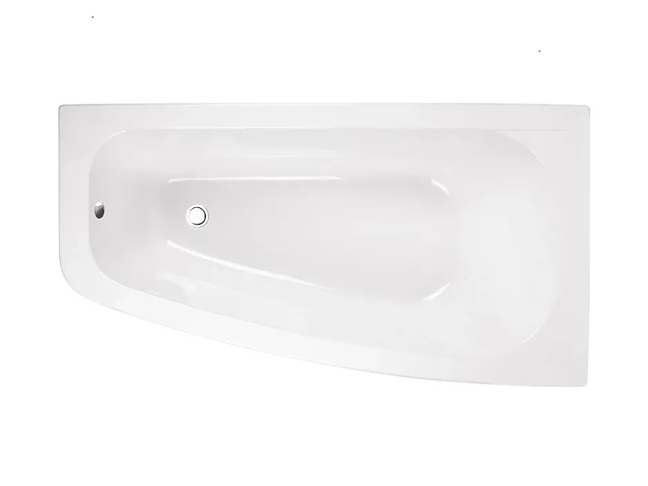 Besco Baignoire asymétrique + tablier blanc + repose tête - LUNA - 150 x 80 cm - Droite