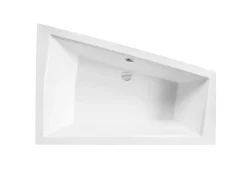 Besco Baignoire asymétrique + tablier blanc + repose tête - INTIMA DUO - 180 cm x 125 cm - Gauche