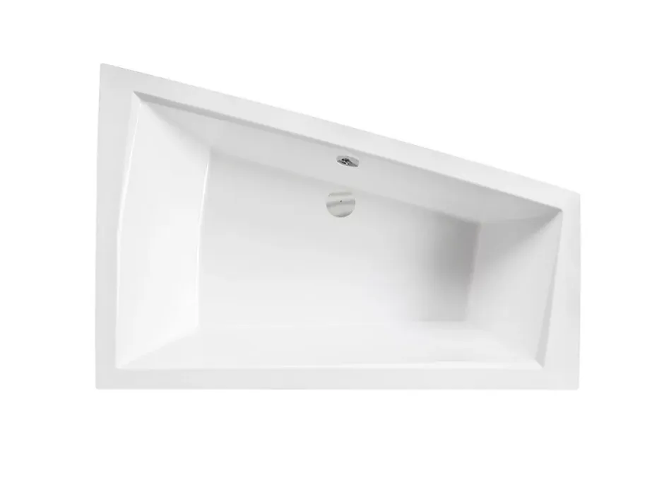 Besco Baignoire asymétrique + tablier blanc + repose tête - INTIMA DUO - 180 cm x 125 cm - Gauche