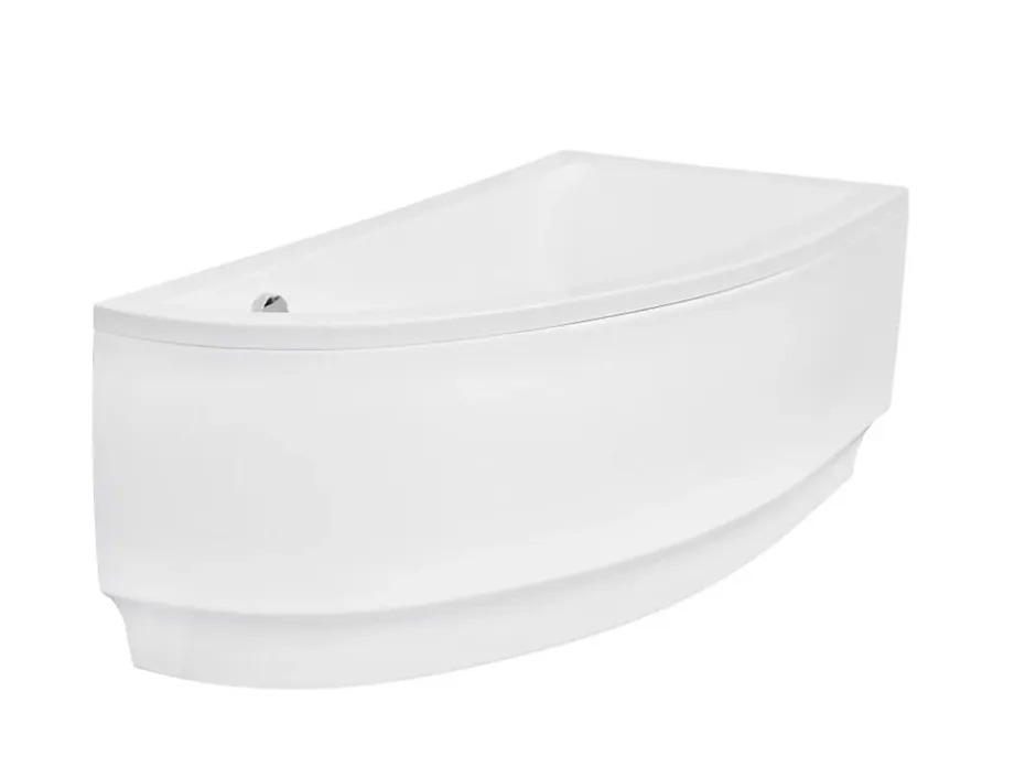 Besco Baignoire asymétrique + tablier blanc + repose tête - PRAKTIKA - 150 x 70 cm - Gauche