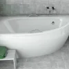 Besco Baignoire asymétrique + tablier blanc + repose tête + poignées - MILENA PREMIUM - 150 x 70 cm - Gauche* Baignoire Asymétrique