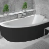 Besco Baignoire asymétrique + tablier noir + repose tête - PRAKTIKA - 140 x 70 cm - Droite