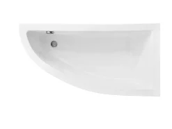 Besco Baignoire asymétrique + tablier noir + repose tête - PRAKTIKA - 140 x 70 cm - Droite