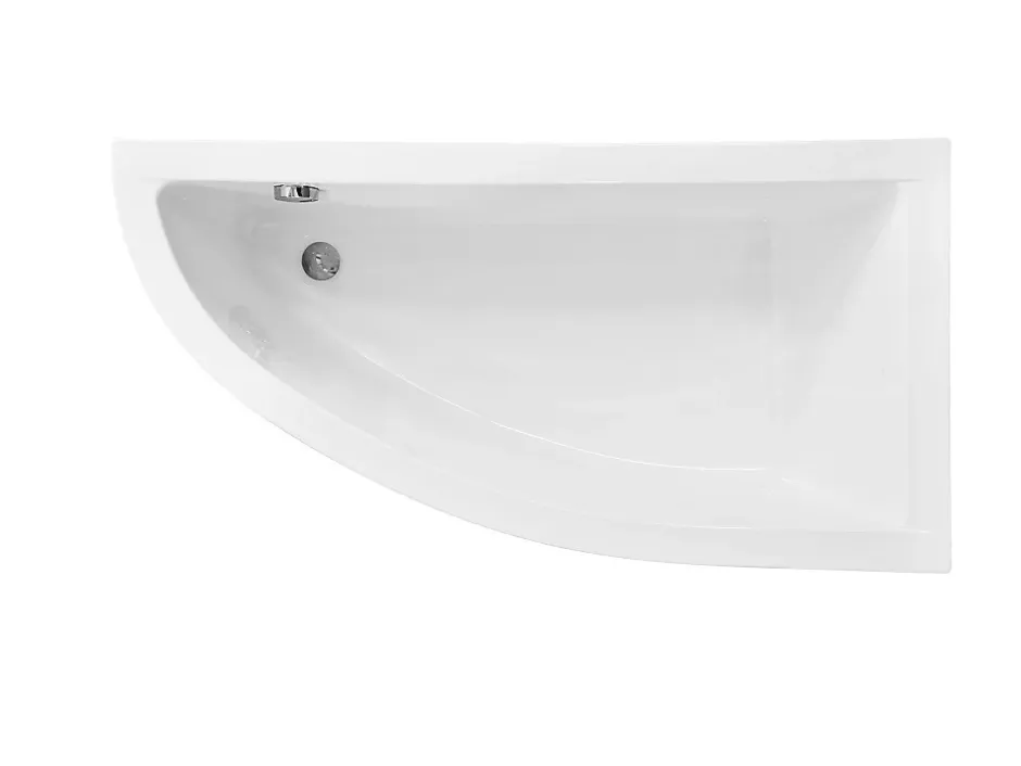 Besco Baignoire asymétrique + tablier noir + repose tête - PRAKTIKA - 140 x 70 cm - Droite