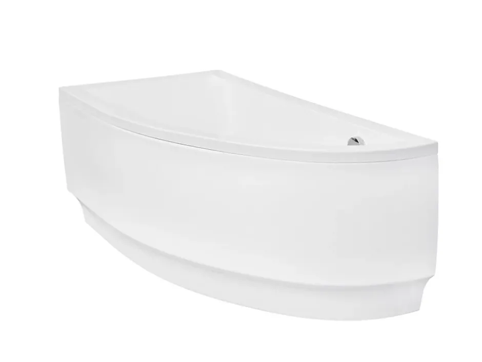 Besco Baignoire asymétrique + tablier noir + repose tête - PRAKTIKA - 140 x 70 cm - Droite