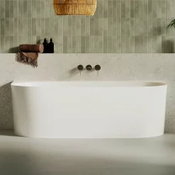 Lavaberg Baignoire asymétrique 180 x 86 x 80 cm Blanc Mat en minéral composite - Mod. FROSK sans Trop Plein