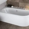 Badland Baignoire asymétrique 180 x 80 Gauche AVITA acrylique blanc + avec Tablier + Pieds + Vidage à chromé* Baignoire D'Angle