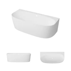 Lavaberg Baignoire asymétrique 180 x 86 x 80 cm Blanc Mat en minéral composite - Mod. FROSK avec Trop Plein* Baignoire Asymétrique
