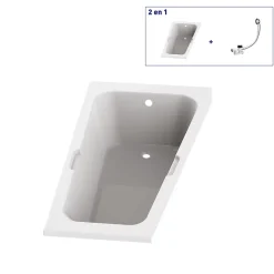 Valentin Baignoire asymétrique angle droit Chaloop L.160 x l.90 cm sans tablier