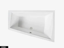 Besco Baignoire Asymétrique avec Tablier Noir - 180 x 125 cm - DROITE - INTIMA DUO - 2 REPOSE-TÊTES OFFERTS
