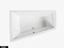 Besco Baignoire Asymétrique avec Tablier Noir - 170 x 125 cm - GAUCHE - INTIMA DUO - 2 REPOSE-TÊTES OFFERTS