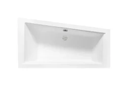Besco Baignoire asymétrique blanche encastrée + repose tête - INTIMA SLIM - 150 x 85 cm - droite